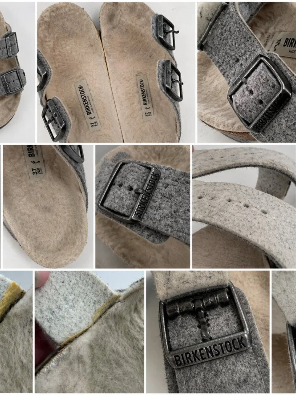 Birkenstock Arizona Sandals‎ Womens 6 Gray Wool Shearling Lined Made In Germany